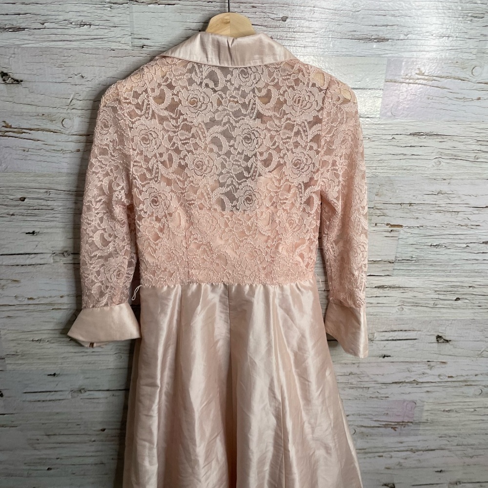 Eliza j pink lace long sleeve full dress with collar size 4 - Picture 9 of 14